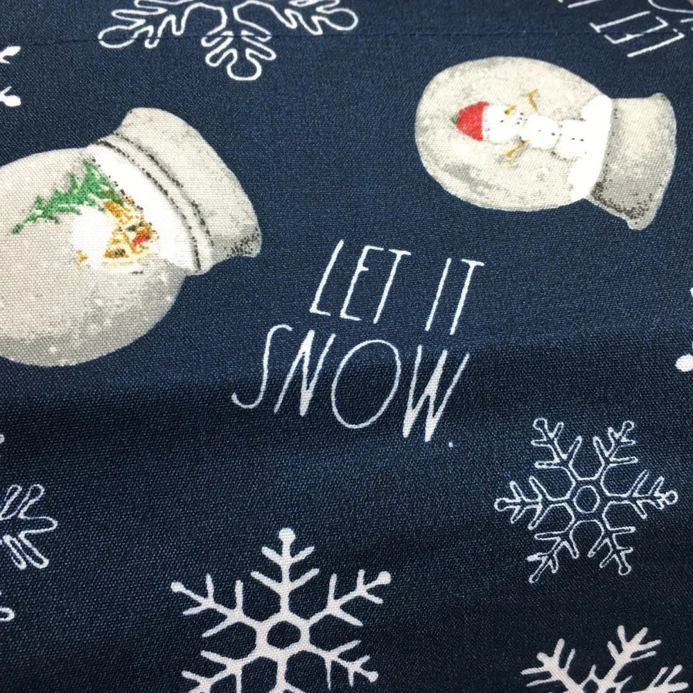 Rae Dunn Christmas LET IT SNOW Sheet Set Snowflakes Reindeer Snowman Snow Globes